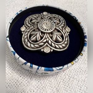 Brighton 2” silver brooch with Swarovski crystals